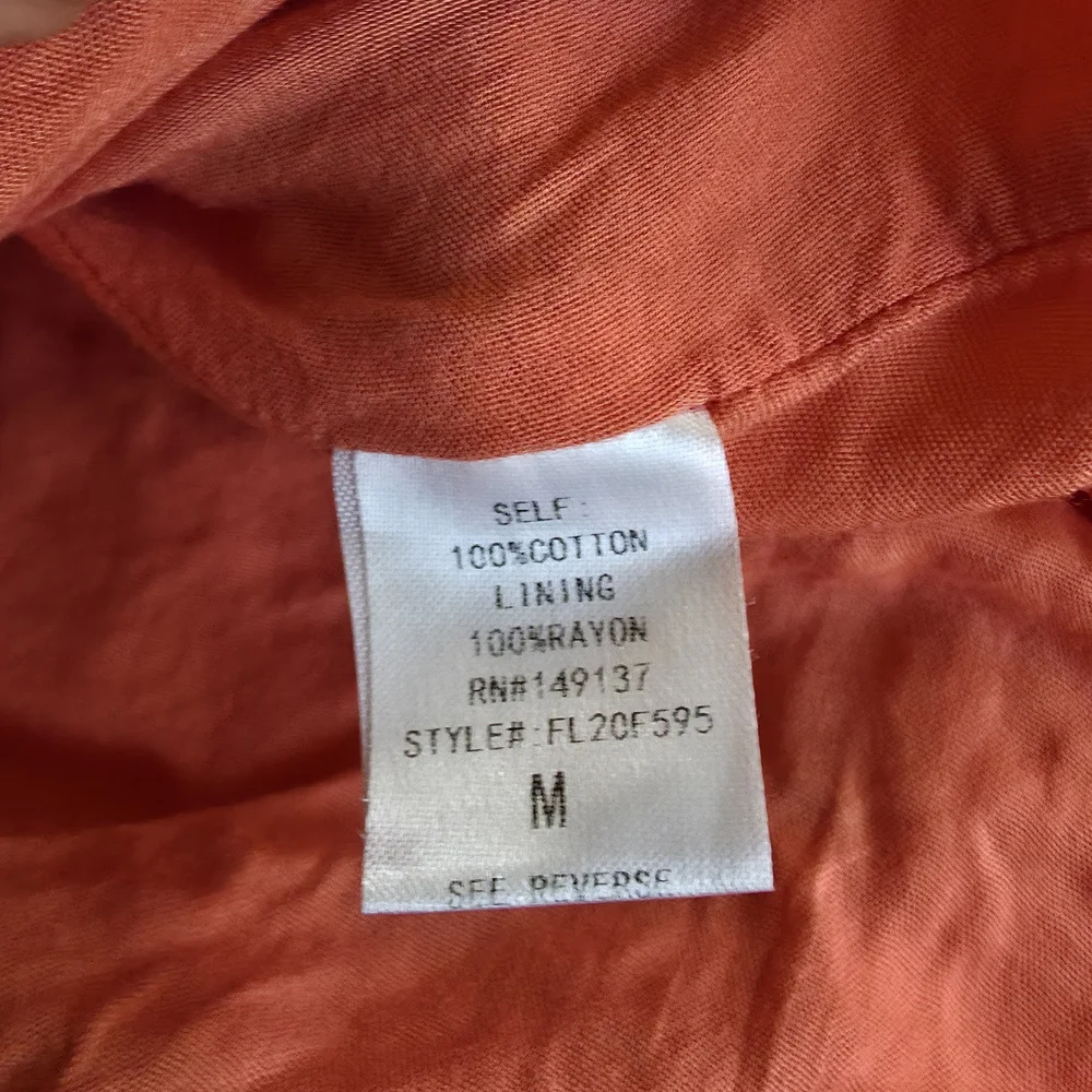 Organge Lace Cottagecore Mini Dress Long Sleeves Romantic Boho Prairie Smocked - Picture 10 of 10